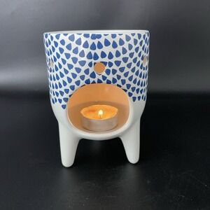 Essential Oil Burner Tea Light Aroma Diffuser Blue & White Ceramic Modern Simple